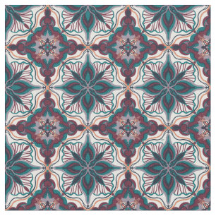 Tecido Azulejo Geométrico de Watercolor Marroquino