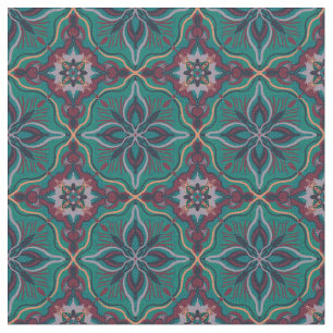 Tecido Azulejo Geométrico do Teal marroquino de Watercolo