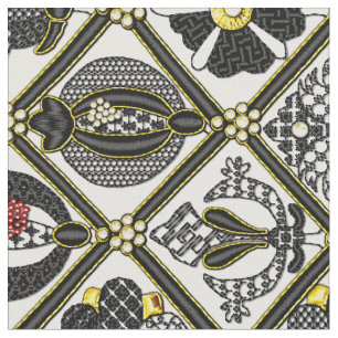 Tecido Azulejo Isabelino de Blackwork