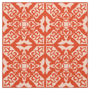 Tecido Azulejo marroquino - laranja e pêssego corais