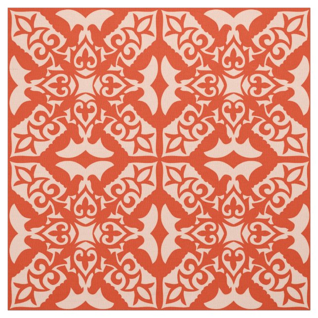 Tecido Azulejo marroquino - laranja e pêssego corais (Modelo)