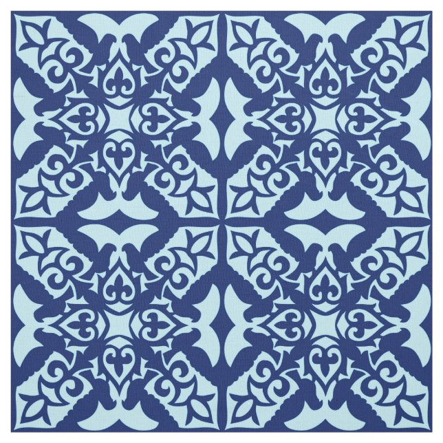 Tecido Azulejo marroquino - marinho e azul-claro (Modelo)
