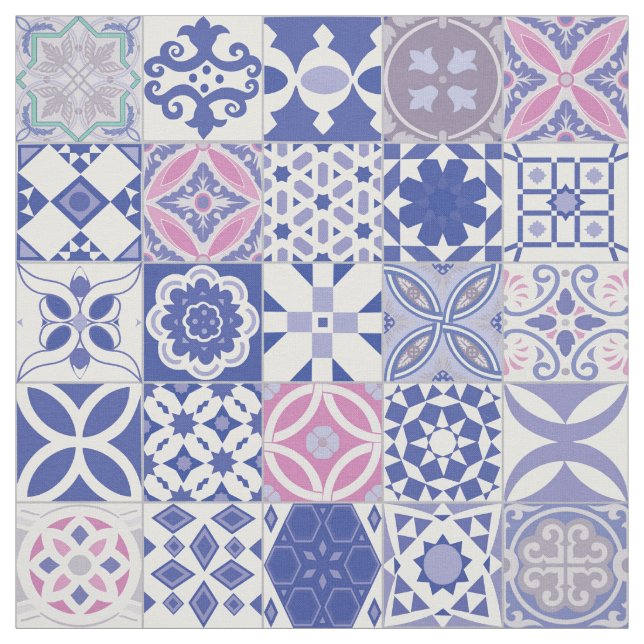 Tecido Azulejo marroquino - roxo e rosa (Modelo)