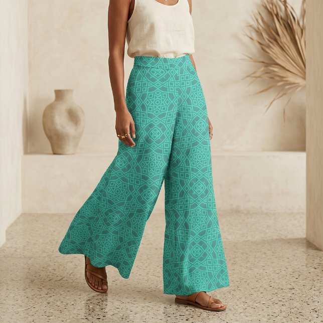 Tecido Azulejo Mosaico Marroquino Geométrico Moderno Turq (Criador carregado)