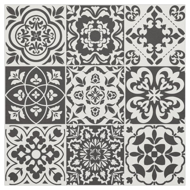 Tecido Azulejo Preto e Branco da Farmhouse (Modelo)