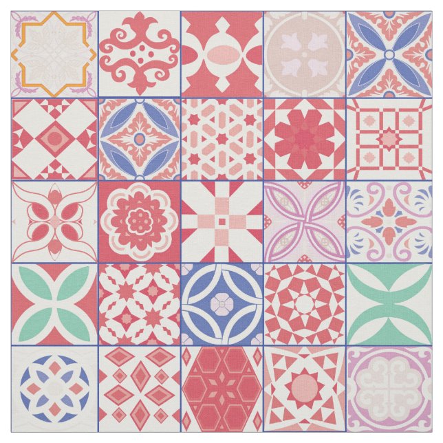 Tecido Azulejo vermelho marroquino (Modelo)