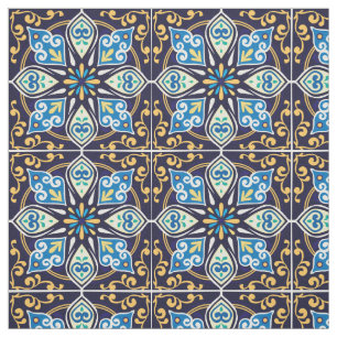 Tecido Azulejos amarelo e azul