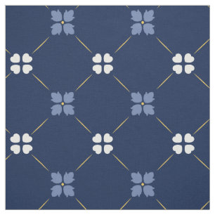Tecido Azulejos do Mediterrâneo azul   Padrão Floral