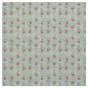 Tecido Azulejos Florais Vintage com Charme Romântico