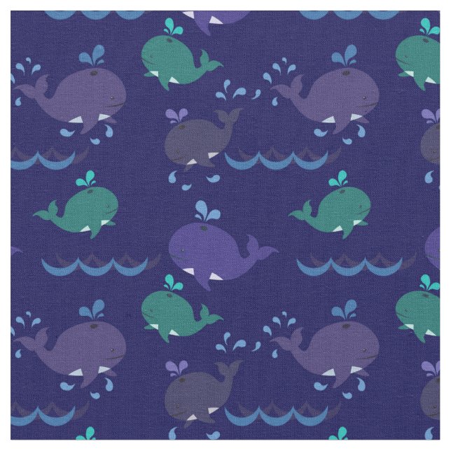 Tecido Baleias-brancas, animais marinhos (Detalhe)