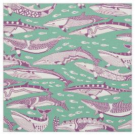 Tecido baleias-minke peppermint roxo