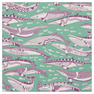 Tecido baleias-minke peppermint roxo