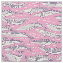 Tecido baleias-minke violeta pastel magenta