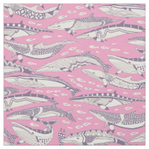 Tecido baleias-minke violeta pastel magenta