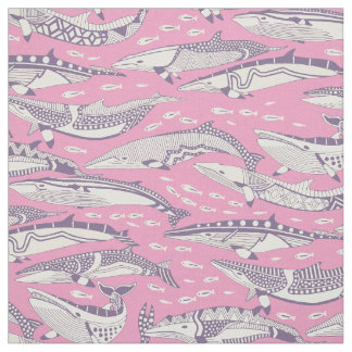 Tecido baleias-minke violeta pastel magenta