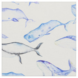 Tecido Baleias Watercolor Com Padrão De Golfinhos