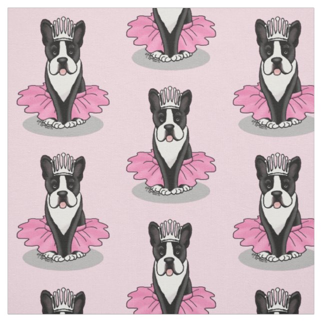 Tecido Ballerina Balé Princesa Boston Terrier (preto) (Modelo)