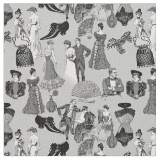 Tecido ballroom victorian era fashion toile black white