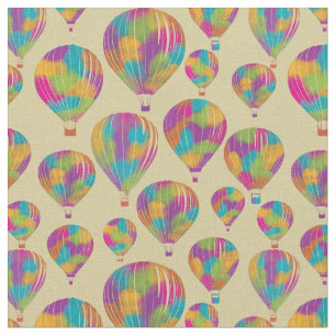 Tecido Balões de Ar Quente em Cores do Arco-Íris Patterad