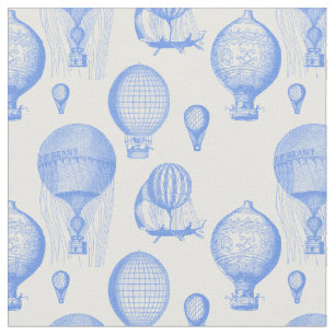 Tecido Balões de Ar Quente Vintage em Cornflower Blue