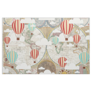 Tecido Balões & nuvens de ar quente do aventureiro do