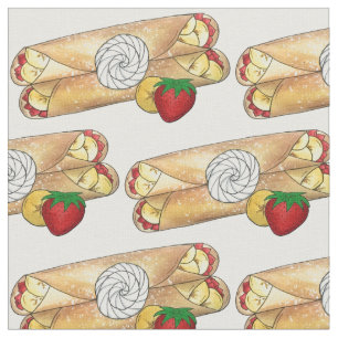 Tecido Banana Strawberry Crêpes Comida Francesa Cuisine C