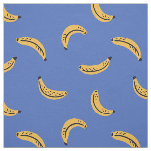 Tecido Bananas gráficas sobre fundo azul brilhante