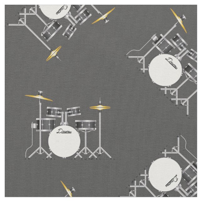 Tecido Banda Conjunto de Tambor  Musical Room Decor Cinza (Detalhe)