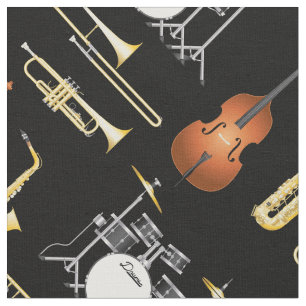 Tecido Banda Jazz Instrumentos Decoração Musical