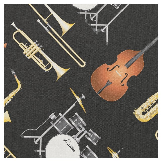 Tecido Banda Jazz Instrumentos Decoração Musical (Detalhe)