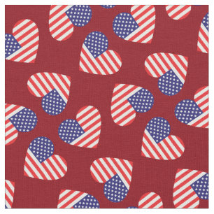 Tecido Bandeira Americana Corações Patriótica 4 de julho