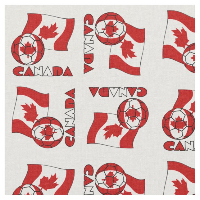 Tecido Bandeira canadense com bola de futebol (Detalhe)