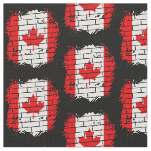 Tecido Bandeira canadense no Muro de tijolo
