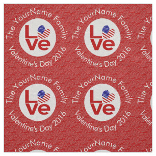 Tecido Bandeira do Coração do AMOR Vermelho dos EUA Texto