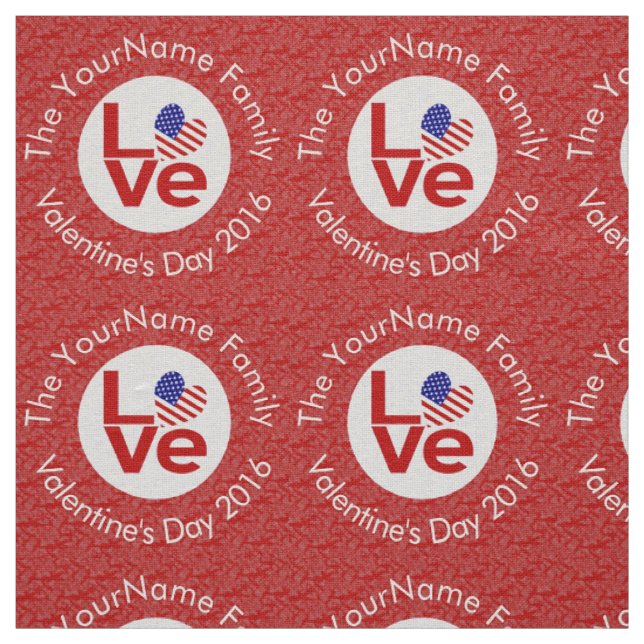 Tecido Bandeira do Coração do AMOR Vermelho dos EUA Texto (Modelo)