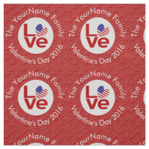 Tecido Bandeira do Coração do AMOR Vermelho dos EUA Texto