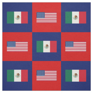Tecido Bandeira dos Estados Unidos, México em azul e ver