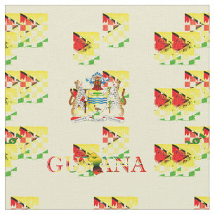Tecido Bandeira e brasão de Guyana da jarda projetadas