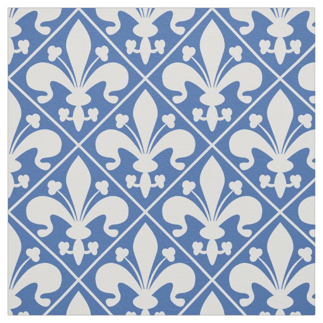 Tecido Bandeira francesa Fleur de Lys Azul e Branco (Modelo)