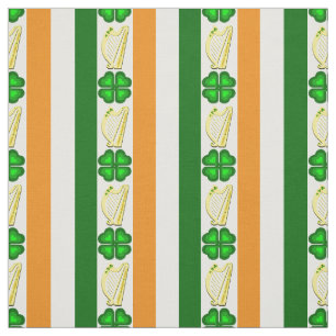 Tecido Bandeira Irlanda/Laranja, xamrochas, listras de ha