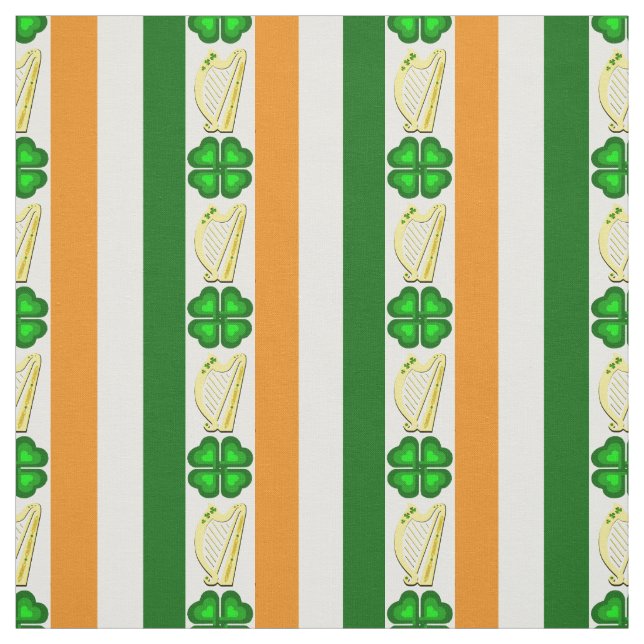 Tecido Bandeira Irlanda/Laranja, xamrochas, listras de ha (Modelo)