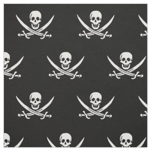 Tecido Bandeira Pirata Caveira Espadas Cruzadas