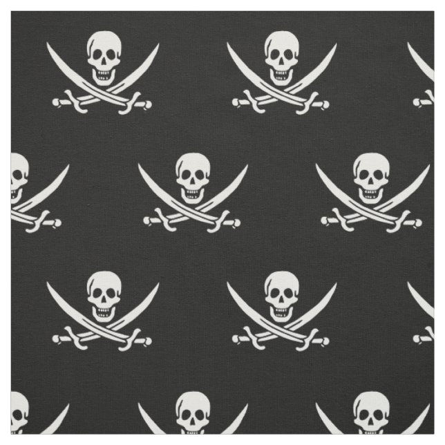 Tecido Bandeira Pirata Caveira Espadas Cruzadas (Modelo)