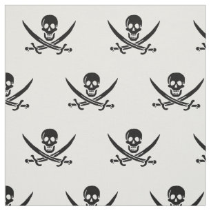 Tecido Bandeira Pirata Caveira Espadas Cruzadas