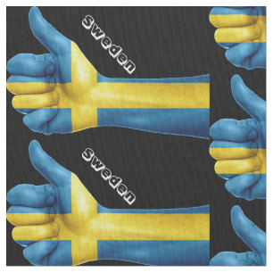 Tecido Bandeira Sueca Em Mão Subida
