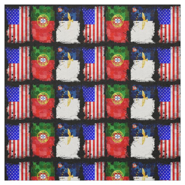 Tecido Bandeiras portuguesas-americanas (Modelo)