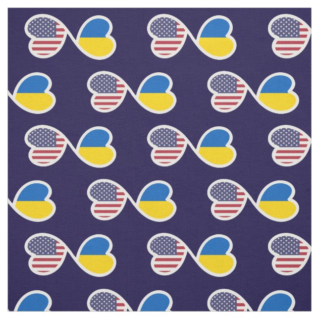 Tecido Bandeiras Ucranianas Americanas Encerradas Coraçõe (Modelo)