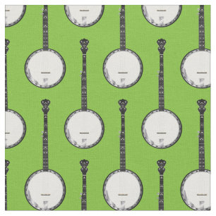 Tecido Banjos Music Musical Room Decor Green