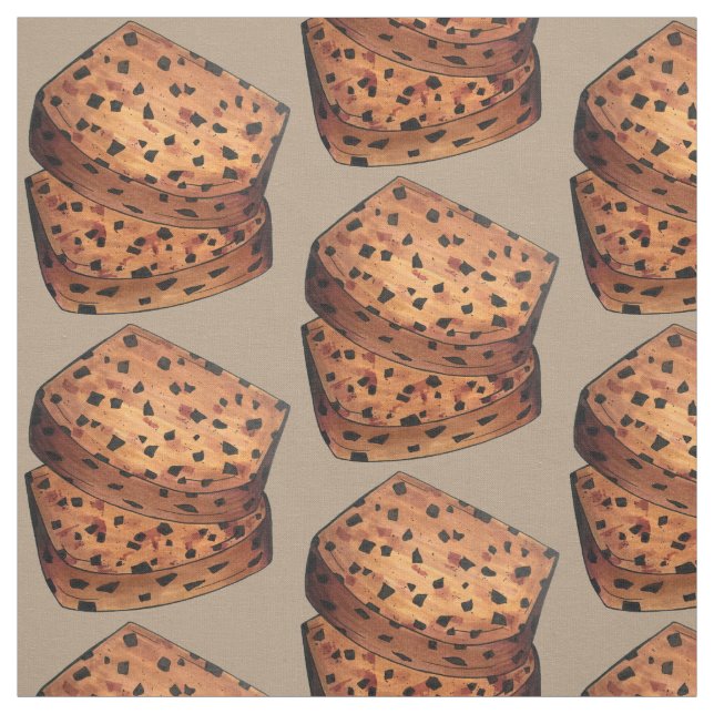 Tecido Bara Brith Welsh Speckled Bread Fruta Loaf UK Comi (Modelo)