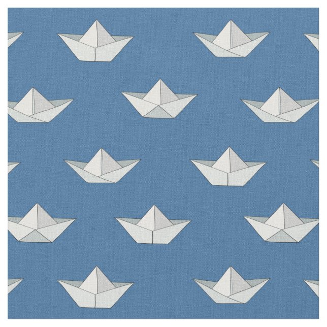 Tecido Barcos de Origami no teste padrão da água (Detalhe)